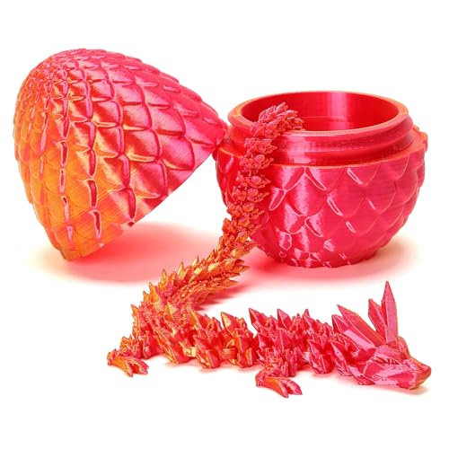 3D Printed Dragon with Surprise Egg,Surprise Dinosaur Eggs Fidget Toys for Kids, Birthdays, Halloween Christmas Decorations Gifts Indoor Outdoor for Girls Boys (Red)