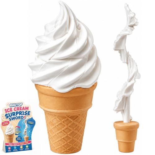 3D Printed Ice Cream Spiral Telescopic Sword, Cone Shaped Stretchy Squishy Fidget Prank Gift with Surprise Pull-Out Fun for Stress Relief, Desk Decor, Parties, Teens and Adults