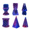 3D Printed Spiral Cylinder & Pyramid Fidget Toy, Push Pop Stress Relief Sculpture Toy, Interactive Educational Sensory Desk Toy (Silk red Blue)