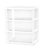 3 Drawer Plastic Storage Tower, Wide Organizer with Removable Clear Bins, Tool-Free Assembly, White