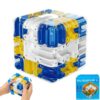 3D Rolling Ball Maze Cube, Marble Labyrinth Cube, 3D Labyrinth Puzzle Cube, Spatial Awareness Brain Training Educational Focus Game Gift for Adults Teens Kids (Yellow & Blue)