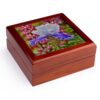 3dRose USA, Oregon. Garden in full bloom. Bearded iris and Russell lupine Jewelry Box 7 x 7 inch with 4 inch tile