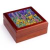 3dRose USA, Oregon. Garden with bearded iris and Russell lupine Jewelry Box 7 x 7 inch with 4 inch tile