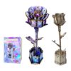 3D Wooden Flower Puzzle, DIY Painted Wood Colored Puzzle Set, 2-Piece, Mother's Day/Valentine's Day/Teacher's Day/Thanksgiving/Christmas/Birthday Gift-Rose (Blue Rose 204Pcs)