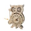 3D Wooden Puzzles for Adults Owl Clock Mechanical Model Kits to Build Handmade Craft Unique