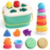 3 In 1 Shape Sorter Toy With Stacking Rings And Cups For Babies 6+ Months