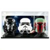 3mm Dust Proof Acrylic Display Case for LEGO 75277 Star Wars Boba Fett Helmet - Crystal Clear Acrylic Box with Printed Background Design, Model Not Included