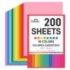 3 otters 200Sheets Construction Paper, Cardstock 8.27" x 11.7", 10 Assorted Colors Card Stock Printer Paper 65lb/180GSM, for Printing, DIY Crafts, Classroom Must Haves, Kids School Supplies, Party Dec