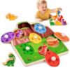 3 otters Dinosaur Peg Puzzles, Wooden Learning Toys Shape Sorter Color Match Games, Educational Memory Activities for Toddler Montessori Development Entertainment Prek Kindergarten Boys Girls Gifts