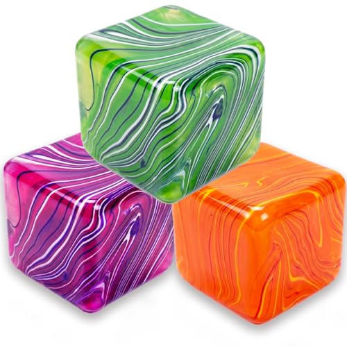 3Pack Stress Cube Squishy Fidget Toys,Slow Rise Stress Balls Sensory Toy for Kids Adults with Autism,Fun Squeeze Squishies for Anxiety Stress Relief Classroom Prize, Holiday & Birthday Gifts