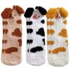 3 Pairs Women Sleeping Socks Dogs, Warm Fluffy Slipper Socks for Winter, Soft Crew Socks with Cute Dog Design, for Home and Sleeping
