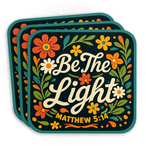 (3Pcs-3") Be The Light Sticker Matthew 5 14 Bible Verse Christian Faith Religious Motivational Quote Die-Cut Waterproof Vinyl Sticker for Hard Hat Laptop Water Bottle Phone Kindle Decal Gifts 3 Inches