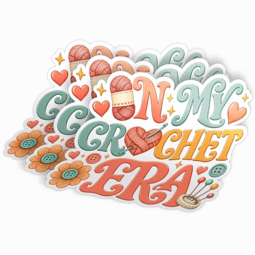 3PCS 3x3, Crochet Sticker | in My Crochet Era Sticker Yarn Ball Hook Vinyl Decal Waterproof for Laptop, Water Bottle, Tumbler, Car, Cute Crochet Stickers for Crocheters, Knitters, Craft Lovers Gift