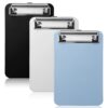 3PCS A6 Mini Clipboard, 5" X 7" Small Clipboard with Low Profile Clip Plastic Small Clip Board Assorted Translucent Colors for Notepads Memo Size Restaurants Receipt Pocket Lists (Black, White, Blue)