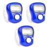 3 Pcs Blue 5 Digit LED Digital Row Counter, Display Counter Clicker, Handheld Number Click Counter, Electronic Finger Counter Hand Tally Counter with Ring for Golf, Track and Field Lap Counters