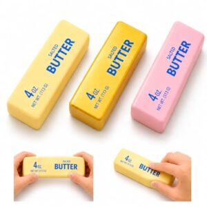 3 PCS Butter Squishy,Butter Squishy Toy, Squishy Fidget Toy, Stress Relief Toy, Soft Squeeze Anxiety Relief Fidget Toy, 4oz Butter-Shaped Squishy Toy for Office Desk Home, Reusable Durable Material