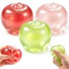3Pcs Clear Glitter Apple Squishy Fruit Toys, Kawaii Sticky Fruit Squishies Squeeze Stress Balls, Upgrade Food Fidget Toys, Cute Squishy Fruits Sensory Squishy Fidget Gift for Kids Teens Birthday