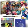 3Pcs Coloring Book for Women Relaxation, 72 Patterns Spiral Bound Mindfulness Coloring Books for Adult with 36 Dual-tip Markers, Dual Markers Brush Pens Stocking Stuffers, Anxiety Relief Gifts