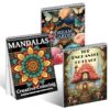 3Pcs Coloring Books for Adults Relaxation, Adult Coloring Books for Women Spiral Bound Printed On One Side, Mindfulness Gifts with 72 Patterns for Women to Relax(Mandala & Garden & Cottage)
