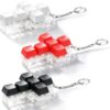 3Pcs Keyboard Toy Decompression Toys Keyboard Clicker Toy Portable Mechanical Keyboard Keychain Skin Picking Keyboard Toy Funny Cross Shape Cube Key Button for Adults(3 pcs_Black ,Red , White)