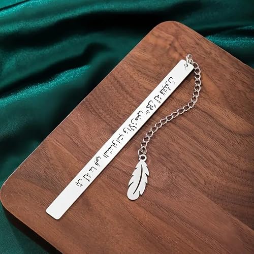 3 Pcs Metal Bookmark Set, Arabic Inspirational Quotes with Feather Charm, 5.1 x 0.4 in Stainless Steel Book Accessories for Teachers, Book Lovers, Graduation, Christmas, Birthday Gifts