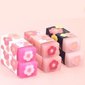 3 Pcs Pink Lovely Cherry Blossoms Rubber Erasers of Sakura Petal Sketch Painting Pencil Correction Tool School Office Stationery Supply Standard Pencil Erasers