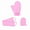 3 Pcs Self Tanner Mitt Applicator Kit - Self Tanning Mitt Glove,Self Tanner Back Applicator,Mini Face Tanner Mitt, Soft Streak-Free Reusable & Washable for Women Girl，Pink