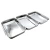 3 Pcs Stainless Steel Breading Trays Set, 17.7 x 8.6 in Food Prep Trays for Coating, Marinating, BBQ, Baking and Food Seasoning, Mirror Polished Dredging Pans for Kitchen Use