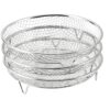 3 Pcs Stainless Steel Dehydrator Rack, Stackable 8 in (20 cm) Round Air Fryer Rack, BBQ Grill Net for Roasting, Baking, Cooling, Space Saving, Easy to Clean