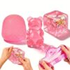 3Pcs Taba Squishy Fidget Toys, Clear Jelly Gummy Bear & Bubble Cube Stress Balls, Satisfying Squeeze Sensory Toy for Kids Adults Anxiety Relief, Goodie Bag Fillers Classroom Prizes (3Pcs-Pink)