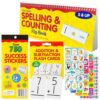 3 Piece Number Alphabet Flash Cards with Reward Stickers, Double Sided Educational Flash Cards for Addition and Subtraction, Letter Math Flashcards for Preschool Teacher, Autism Learning Materials