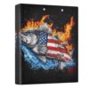3 Ring Binder Bass Fish USA Flag Water 1.5" Round Ring View Binder Kids