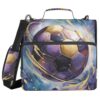 3 Ring Zipper Binder with Shoulder Strap Soccer Ball Purple Galaxy 1.5 Inch Binders Keeper Large Capacity Multi Pockets for School Office Supplies