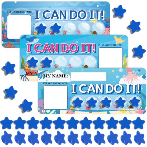 3 Sets Magnetic Rewards Chart for Students Do It Token Board Ocean Animal Behavior Chart at Home Positive Star and Customization Goal Box Incentives for Under the Sea Animal Theme Teacher Essentials