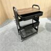 3 Tier Rolling Cart with Drawer and Wooden Table Top, Metal Rolling Storage Cart Organizer on Wheels with DIY Pegboards for Kitchen Bathroom Bedroom Craft Makeup Teacher Art Supplies