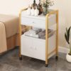 3 Tier Rolling Storage Cart with Wheels, Gold Metal Utility Organizer Cart, Guardrail Mobile Salon Trolley, Multi-Purpose Makeup Cart for Bathroom Bedroom Spa Skincare(20" W x 13" D x 33" H, Gold B)