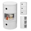 3 Tier Round with Storage, Modern Style Side Table, Multifunctional End Table Storage Cabinet for Living Room, Bedroom, Bathroom (White)