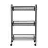 3 Tier Slim Rolling Metal Mesh Storage Cart Black 4 Casters 2 Lock Wheels 2 Side Hooks Narrow Space Bathroom Laundry Organizer