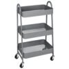 3 Tier Utility Rolling Cart, Premium Metal Mobile Storage Cart with Lockable Wheels, 31.02"H x 17.4"W x 12.04"D, Grey, 1-Pack