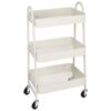 3 Tier Utility Rolling Cart, Premium Metal Mobile Storage Cart with Lockable Wheels, 31.02"H x 17.4"W x 12.04"D, White, 1-Pack