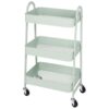 3 Tier Utility Rolling Cart, Premium Metal Mobile Storage Cart with Lockable Wheels, 31.02"H x 17.4"W x 12.04"D, Green, 1-Pack