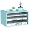 3 Tier Wood Desk Organizer, Mail Sorter and Paper Organizer for Desk, Blue
