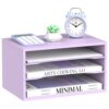 3 Tier Wood Desk Organizer, Paper Organizer for Desk, Purple