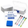 3x5 Inch Magnetic Dry Erase Labels Set, 40 PCS Set with Markers and Eraser