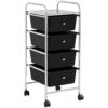 4-Drawer Rolling Storage Cart with Locking Casters, Black