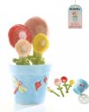 4-Piece Ceramic Measuring Spoon Set with Flowerpot Holder, Floral Design