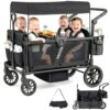 4-Seat Kids Wagon Stroller with Sun Canopy and Foldable Design