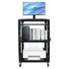 4-Shelf Mobile Utility Cart, Rolling Computer Cart with Pullout Keyboard Tray & Power Outlet Heavy-Duty Utility AV Cart Rolling Media Cart for Home Office Classroom