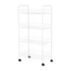 4-Tier Metal Laundry Basket Cart with 4 Black Casters, White Rolling Laundry Sorter & Storage Organizer for Bathroom, Office & Craft Supplies, Multi-Functional Utility Cart