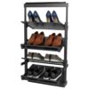 4-Tier Pull-Out Shoe Rack Adjustable Height Retractable for Closet